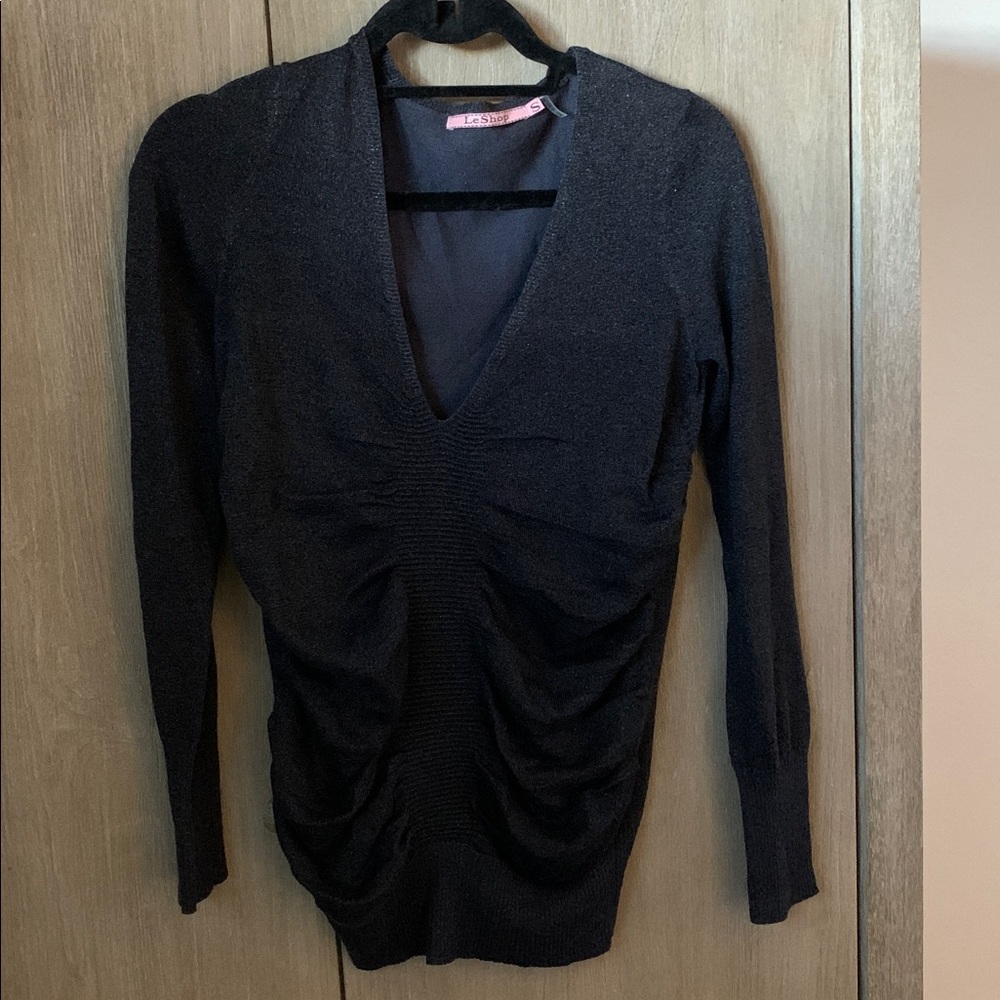 LeShop Charcoal (with navy tiny) Knit long-sleeve sweater